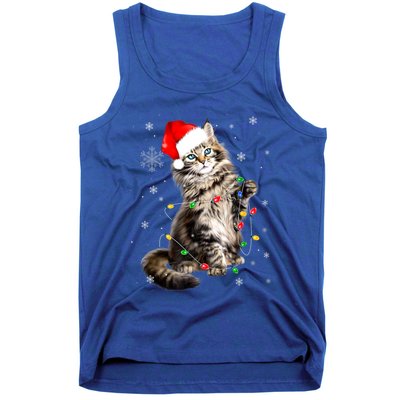 Norwegian Forest Cat Christmas Lights Xmas Cat Lover Funny Gift Tank Top