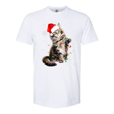 Norwegian Forest Cat Christmas Lights Xmas Cat Lover Funny Gift Softstyle CVC T-Shirt