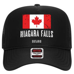 Niagara Falls CANADA CANADIAN Flag High Crown Mesh Back Trucker Hat