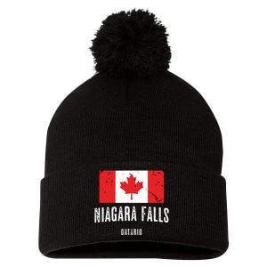 Niagara Falls CANADA CANADIAN Flag Pom Pom 12in Knit Beanie