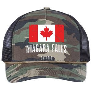 Niagara Falls CANADA CANADIAN Flag Retro Rope Trucker Hat Cap