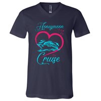 Newlywed FunLoving Couples Honeymoon Cruise V-Neck T-Shirt