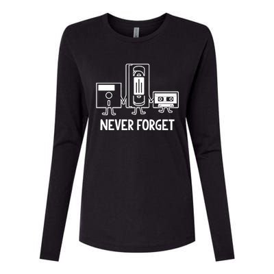 Never Forget Cassette Tape Vhs Gamer Old School Womens Cotton Relaxed Long Sleeve T-Shirt