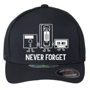 Never Forget Cassette Tape Vhs Gamer Old School Flexfit Unipanel Trucker Cap