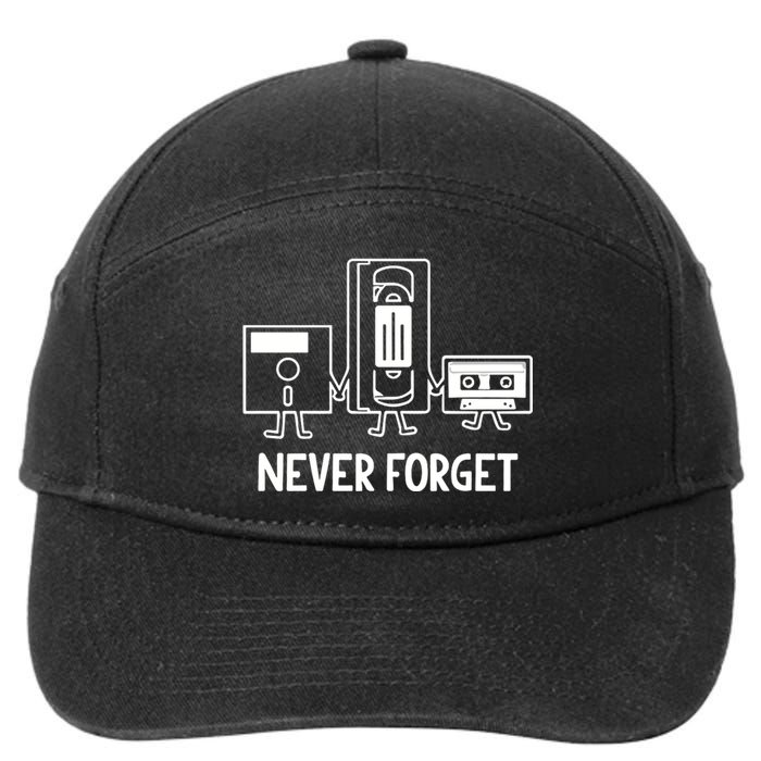 Never Forget Cassette Tape Vhs Gamer Old School 7-Panel Snapback Hat