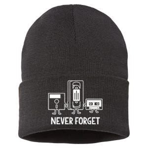 Never Forget Cassette Tape Vhs Gamer Old School Sustainable Knit Beanie