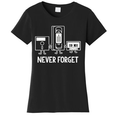 Never Forget Cassette Tape Vhs Gamer Old School Women's T-Shirt