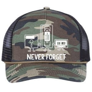 Never Forget Cassette Tape Vhs Gamer Old School Retro Rope Trucker Hat Cap