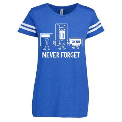 Never Forget Cassette Tape Vhs Gamer Old School Enza Ladies Jersey Football T-Shirt