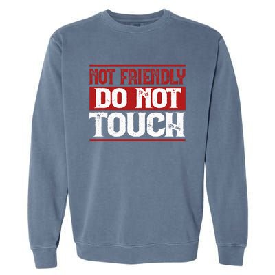 Not Friendly Do Not Touch Funny Sarcastic Quote Cute Cool Garment-Dyed Sweatshirt