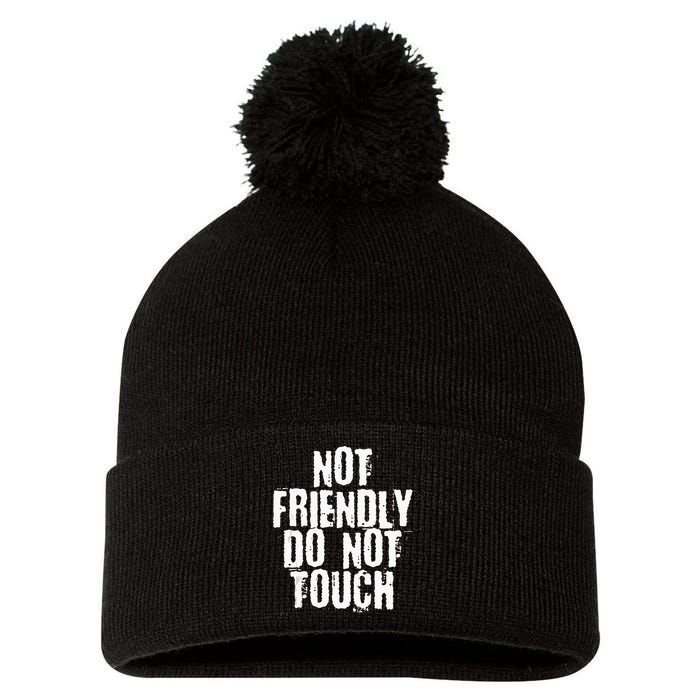 Not Friendly Do Not Touch Pom Pom 12in Knit Beanie