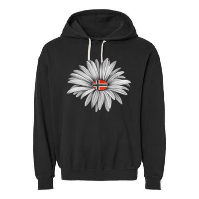 Norwegian Flag Daisy Trendy For Summer Cruise Norway Travel Garment-Dyed Fleece Hoodie