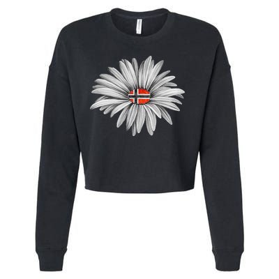 Norwegian Flag Daisy Trendy For Summer Cruise Norway Travel Cropped Pullover Crew