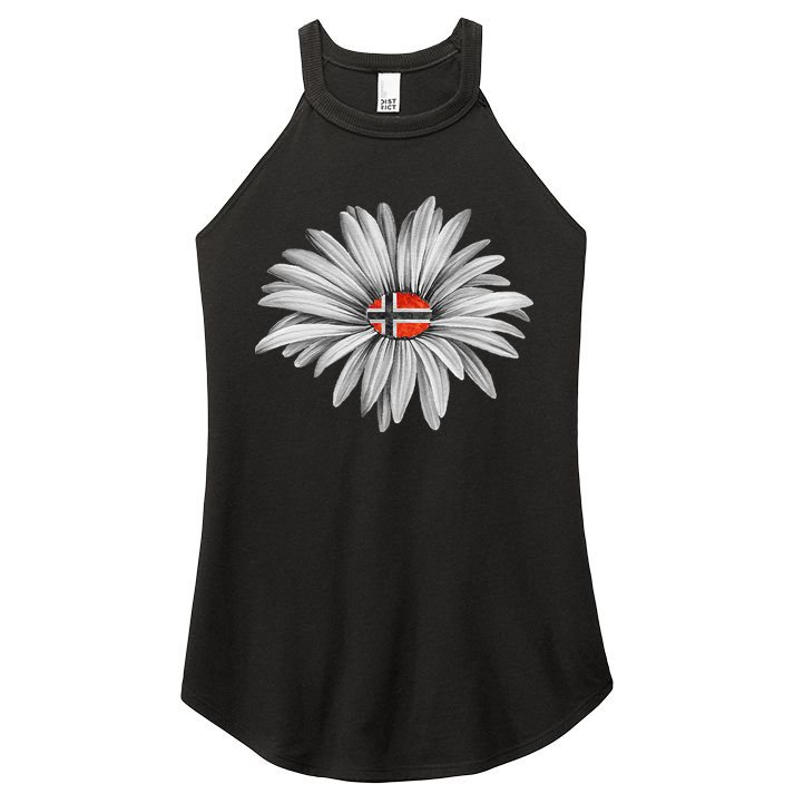 Norwegian Flag Daisy Trendy For Summer Cruise Norway Travel Women's Perfect Tri Rocker Tank