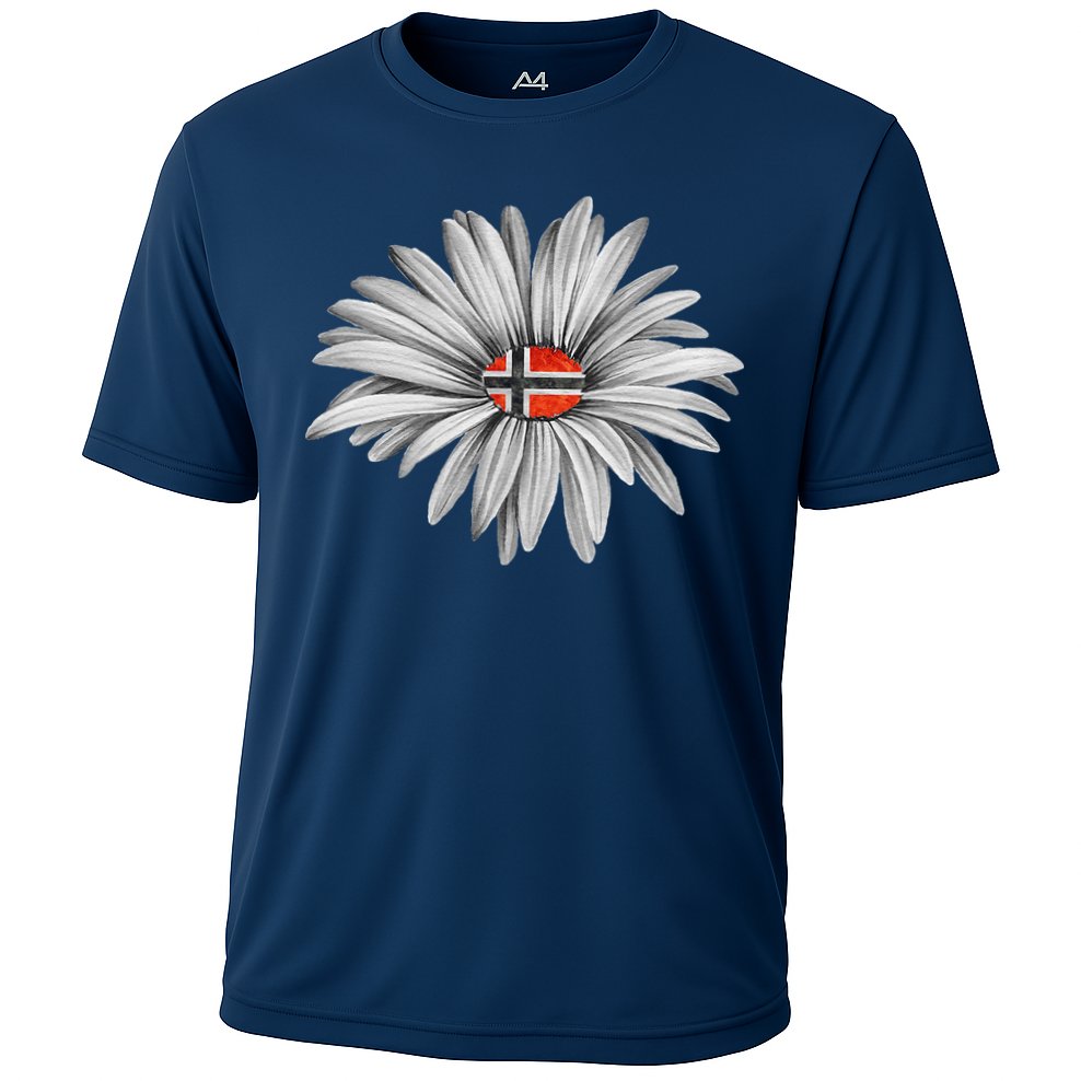 Norwegian Flag Daisy Trendy For Summer Cruise Norway Travel Performance Shirt