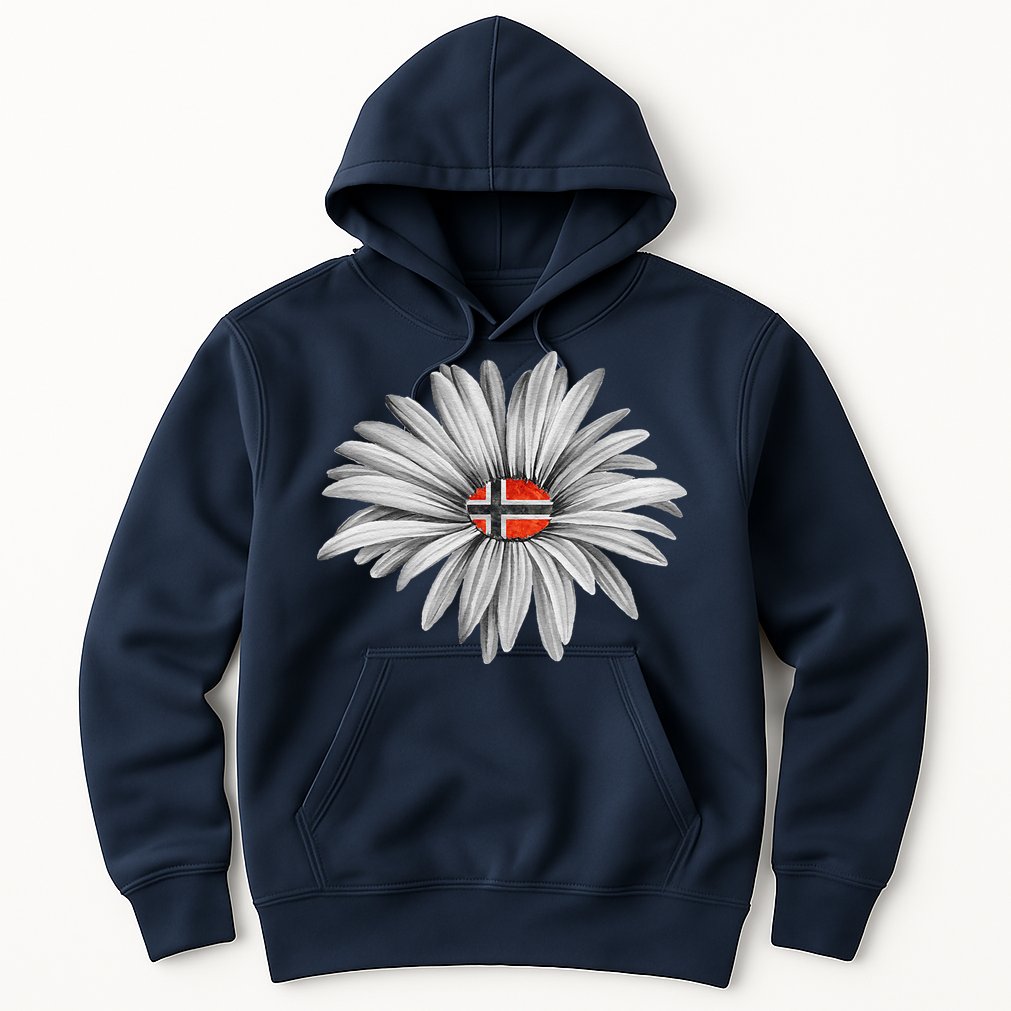 Norwegian Flag Daisy Trendy For Summer Cruise Norway Travel Hoodie