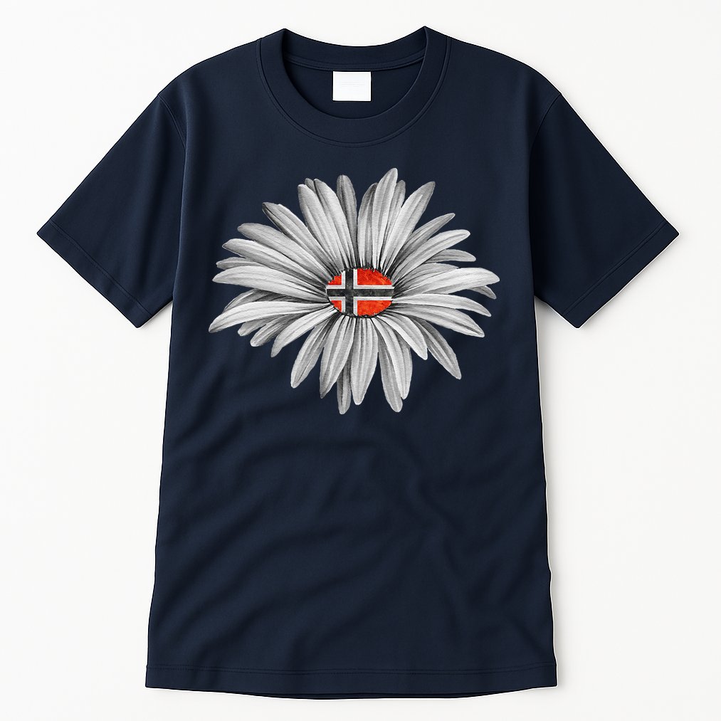 Norwegian Flag Daisy Trendy For Summer Cruise Norway Travel Tall T-Shirt