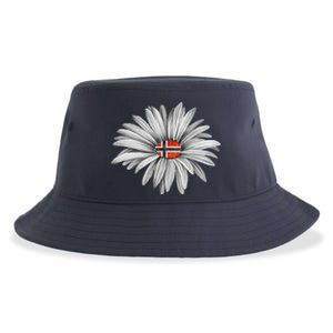 Norwegian Flag Daisy Trendy For Summer Cruise Norway Travel Sustainable Bucket Hat