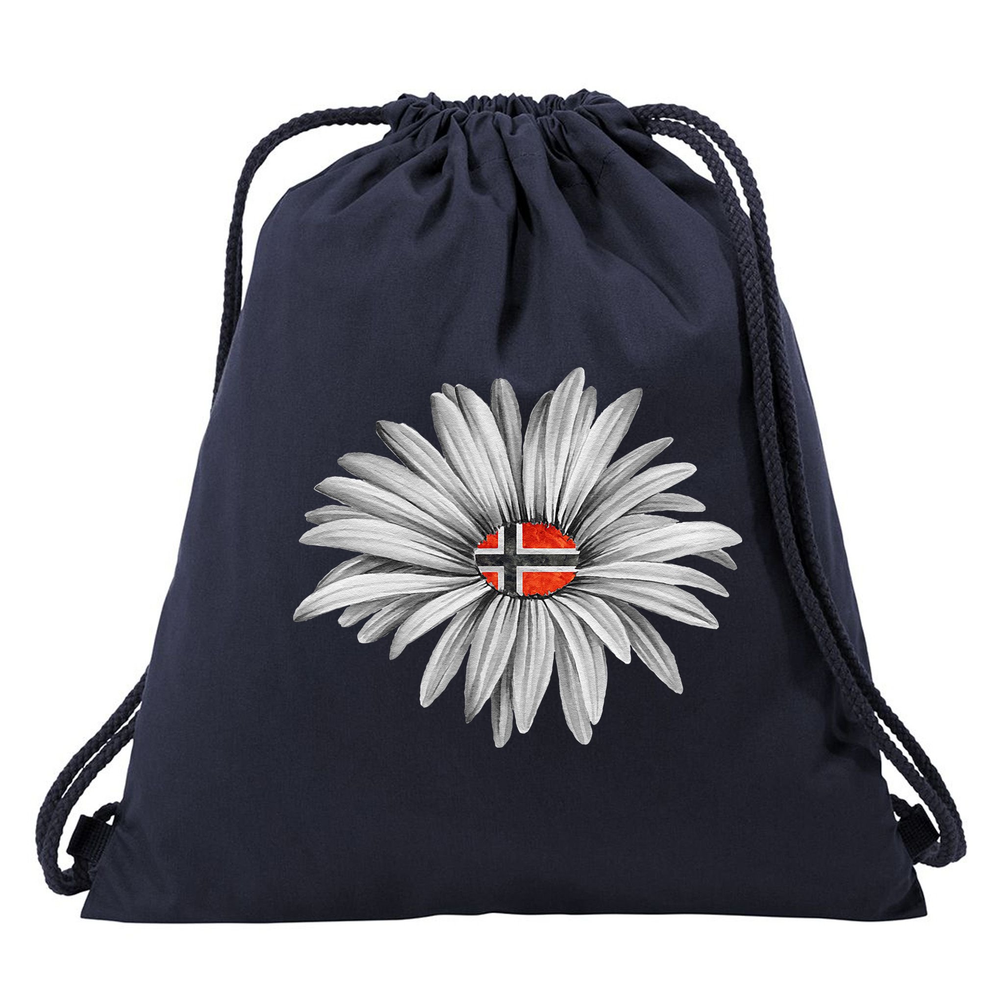 Norwegian Flag Daisy Trendy For Summer Cruise Norway Travel Drawstring Bag
