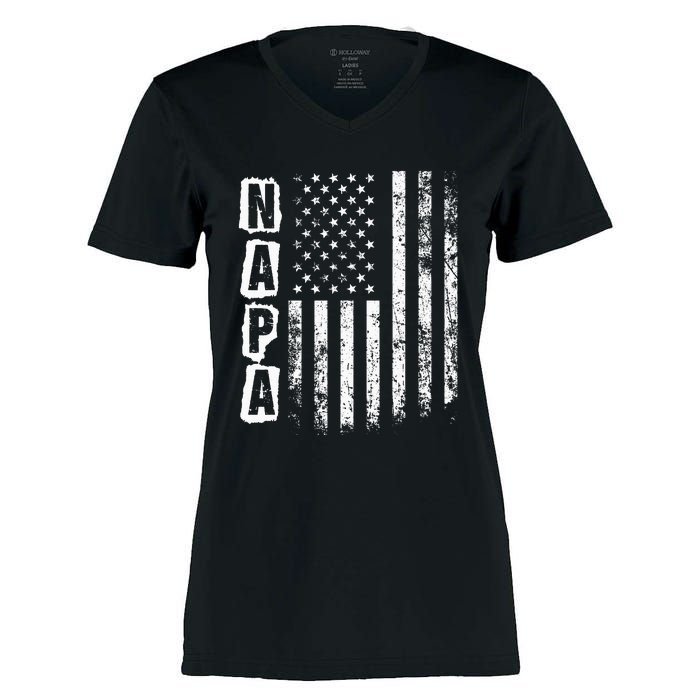 Napa FatherS Day American Flag 4th Of July Women's Momentum V-Neck T-Shirt