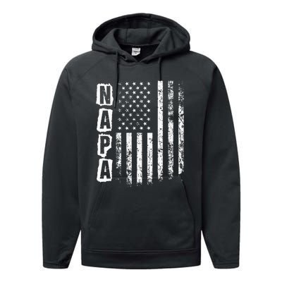 Napa FatherS Day American Flag 4th Of July Performance Fleece Hoodie