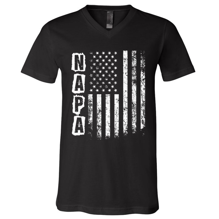 Napa FatherS Day American Flag 4th Of July V-Neck T-Shirt