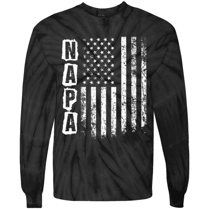 Napa FatherS Day American Flag 4th Of July Tie-Dye Long Sleeve Shirt