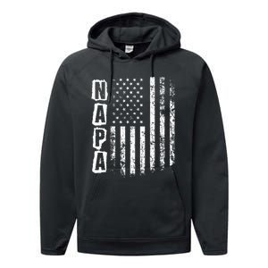 Napa FatherS Day American Flag 4th Of July Performance Fleece Hoodie