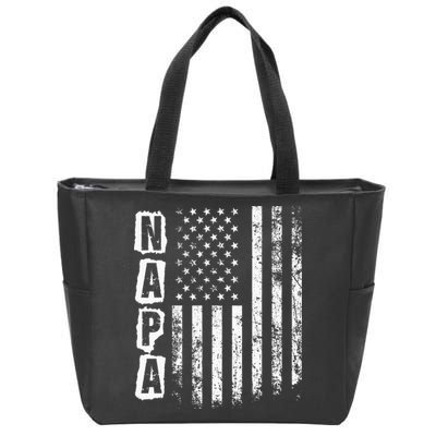 Napa FatherS Day American Flag 4th Of July Zip Tote Bag