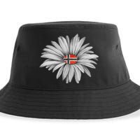 Norwegian Flag Daisy Trendy For Summer Cruise Norway Travel Sustainable Bucket Hat