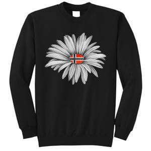 Norwegian Flag Daisy Trendy For Summer Cruise Norway Travel Tall Sweatshirt