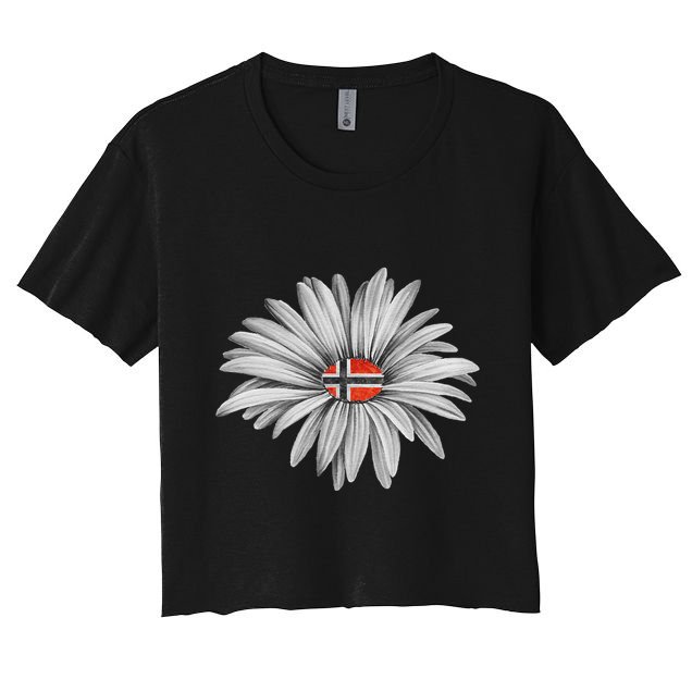 Norwegian Flag Daisy Trendy For Summer Cruise Norway Travel Crop Top