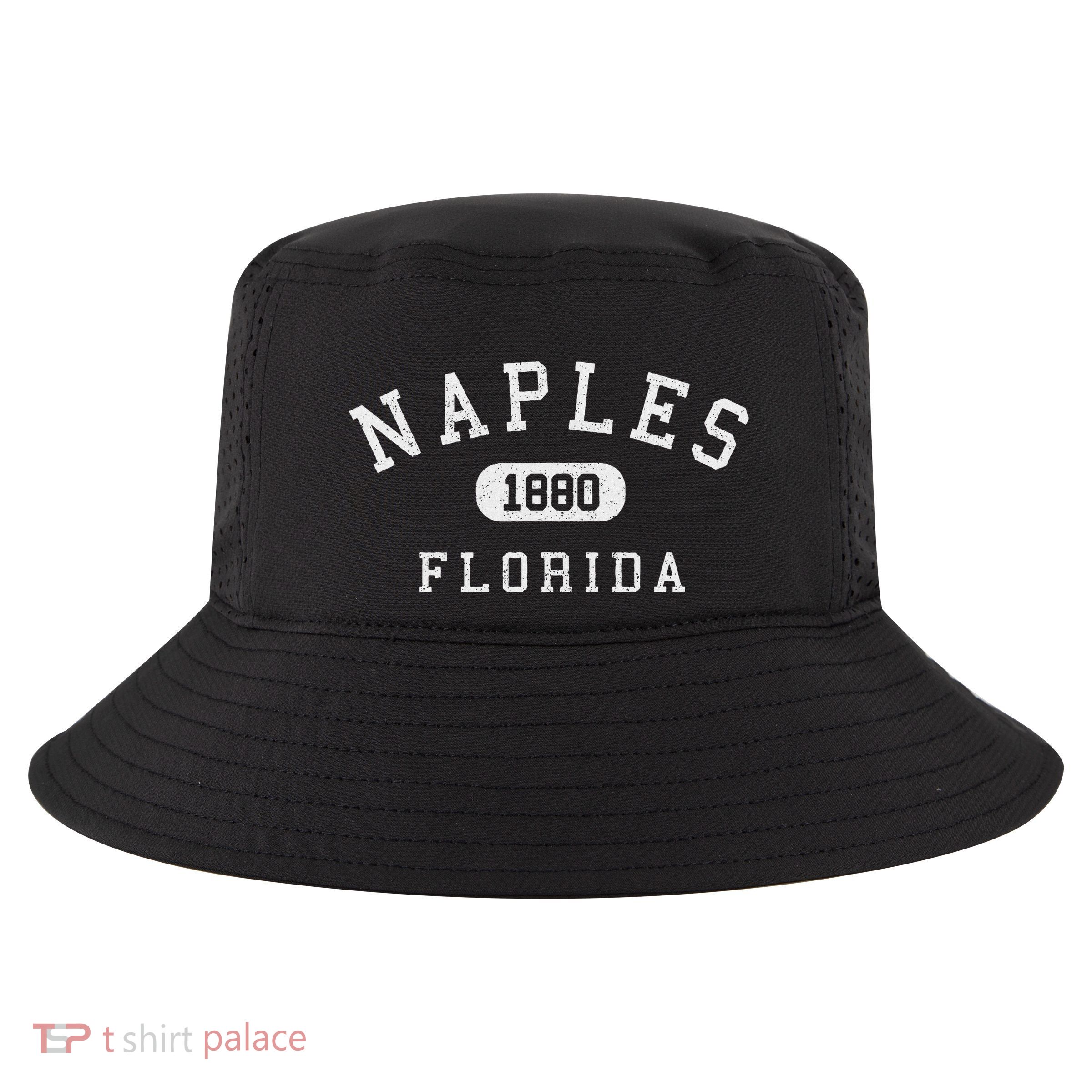 Naples Florida Est 1880 Varsity Arched Text Cool Comfort Performance Bucket Hat