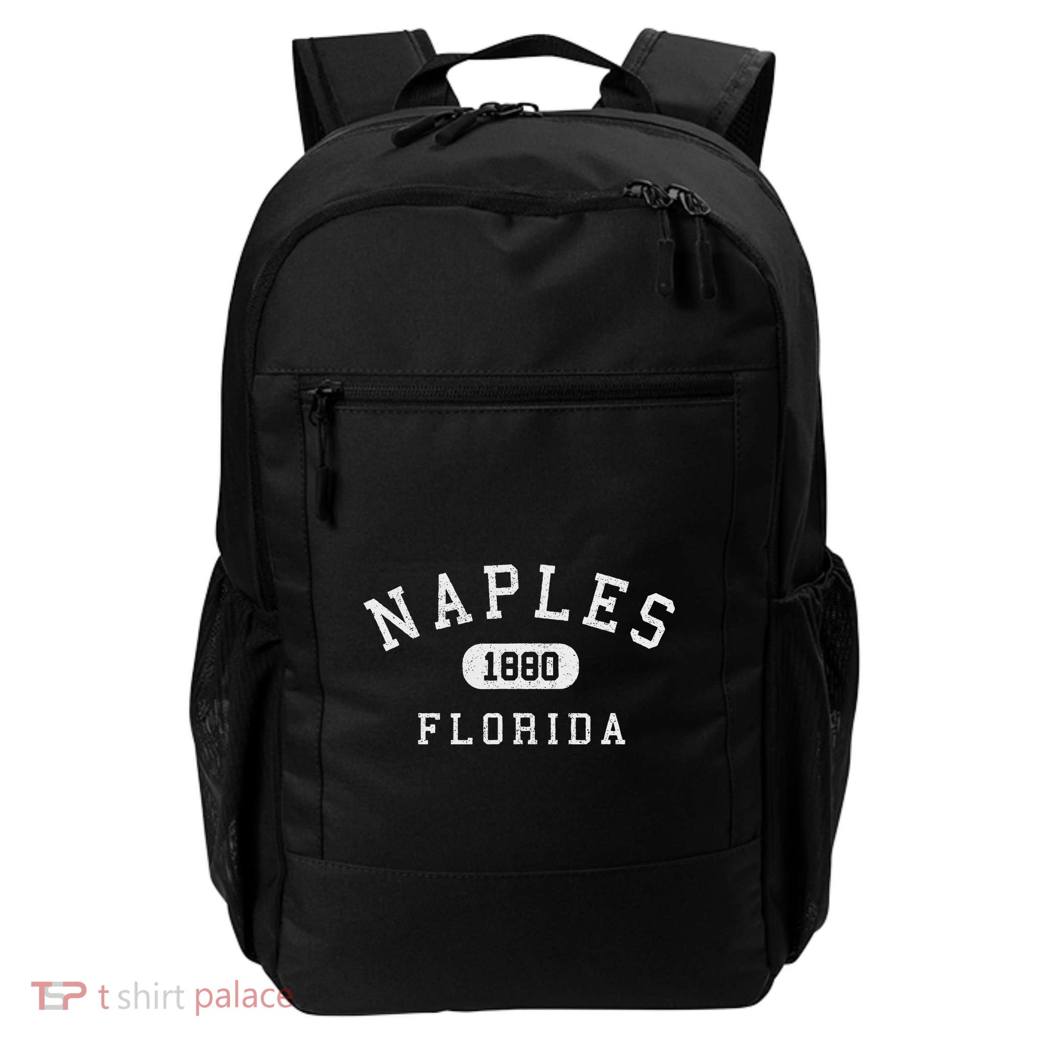 Naples Florida Est 1880 Varsity Arched Text Backpack