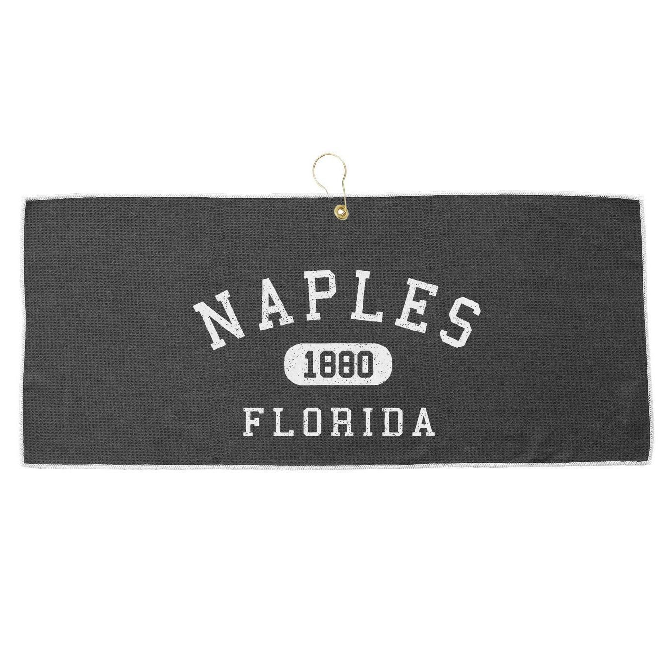 Naples Florida Est 1880 Varsity Arched Text Large Microfiber Waffle Golf Towel