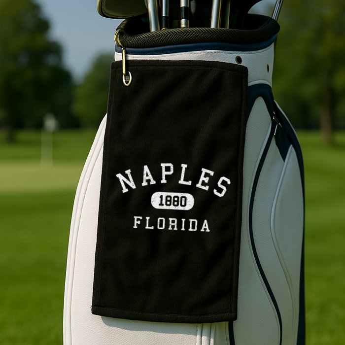 Naples Florida Est 1880 Varsity Arched Text Golf Towel