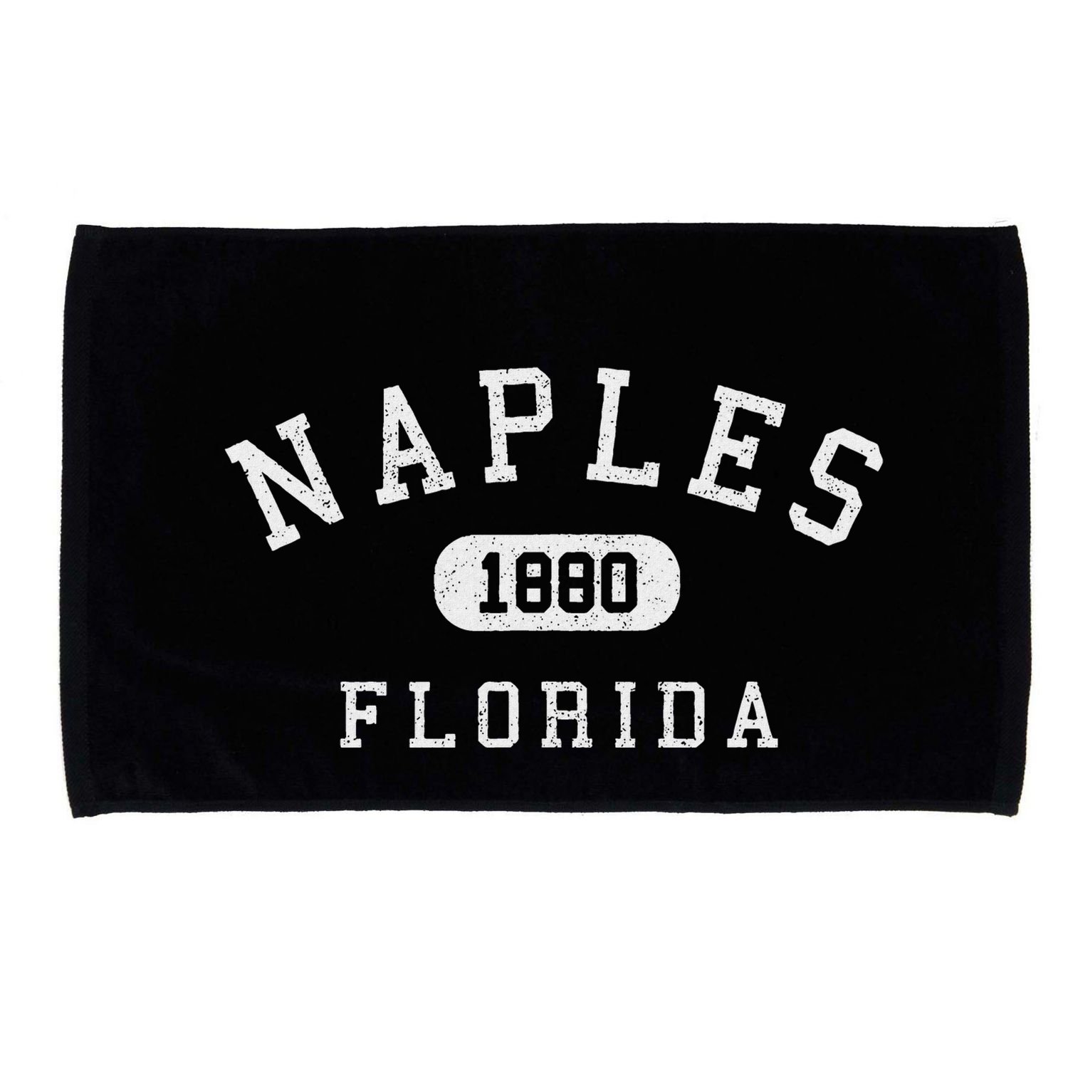 Naples Florida Est 1880 Varsity Arched Text Microfiber Hand Towel
