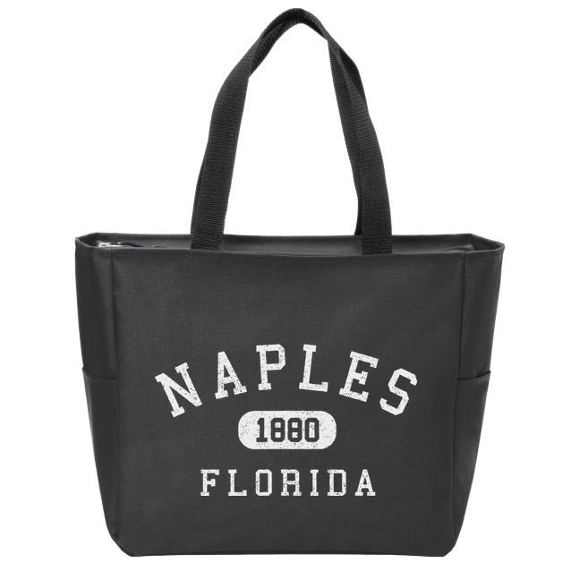 Naples Florida Est 1880 Varsity Arched Text Zip Tote Bag