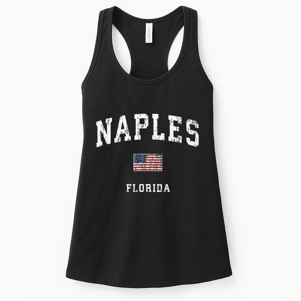 Naples Florida Fl Vintage American Flag Sports Design Womens Tank Top
