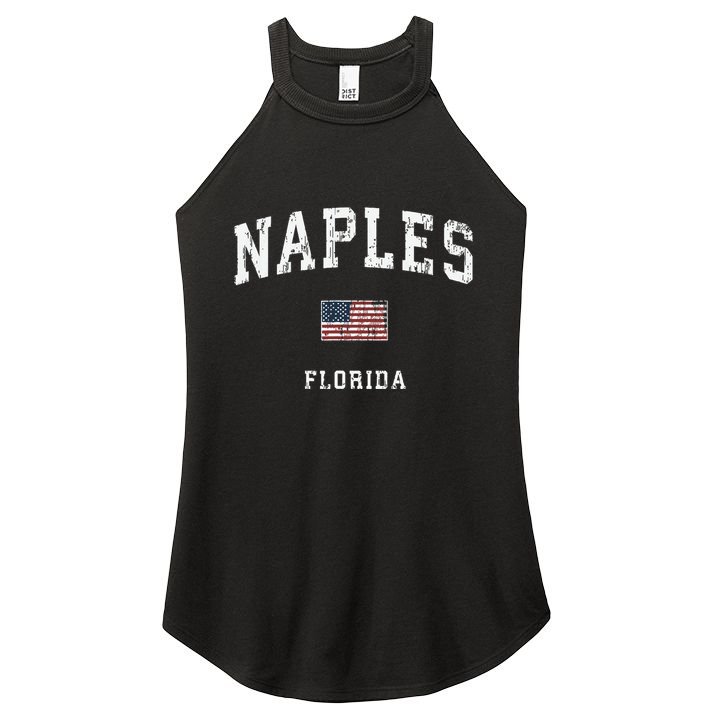 Naples Florida Fl Vintage American Flag Sports Design Women's Perfect Tri Rocker Tank
