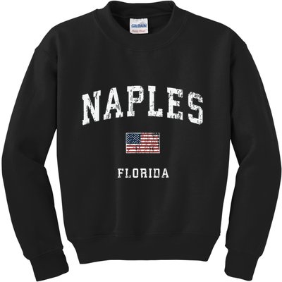 Naples Florida Fl Vintage American Flag Sports Design Kids Sweatshirt