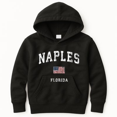 Naples Florida Fl Vintage American Flag Sports Design Kids Hoodie