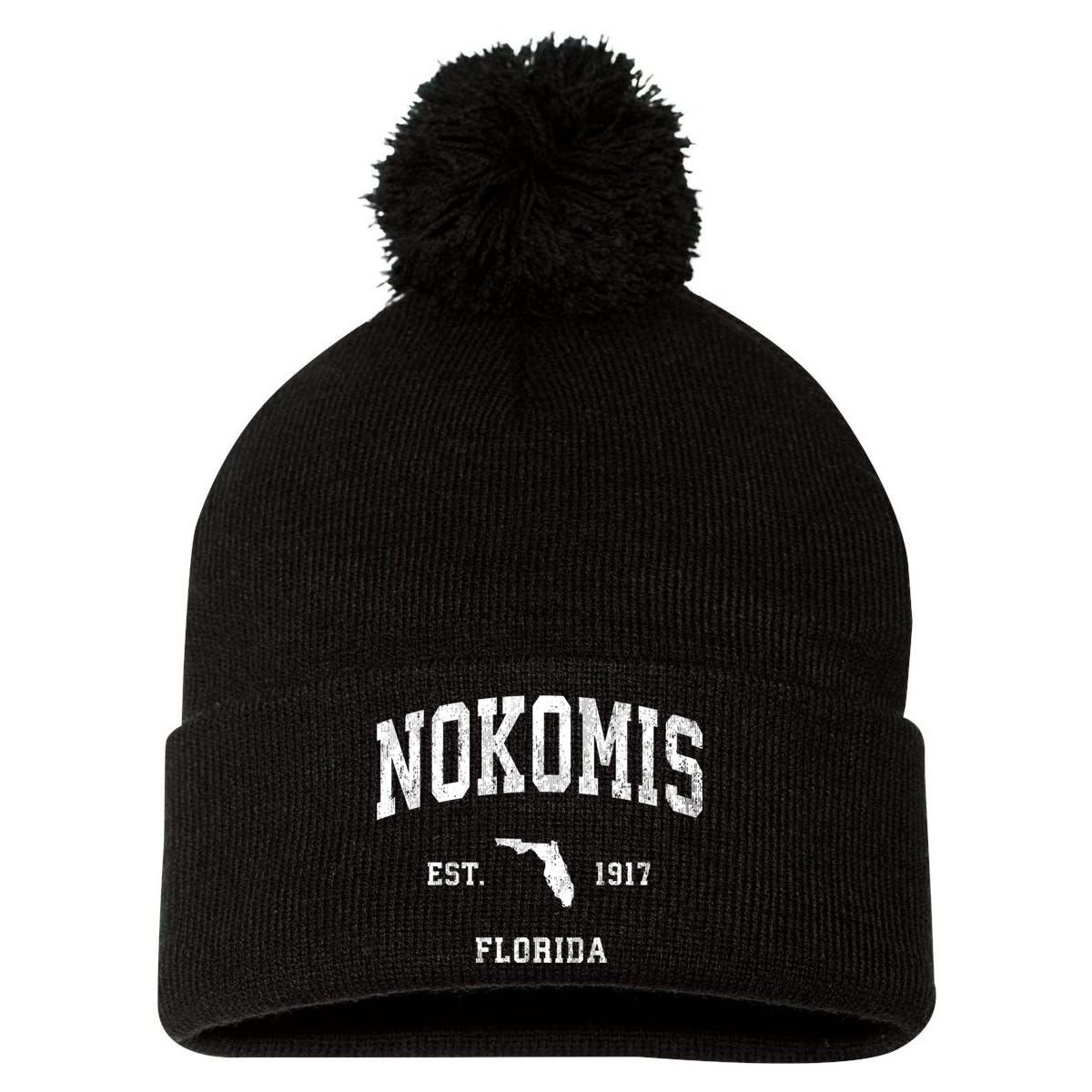 Nokomis Florida Fl Vintage Established Athletic Sports Design Pom Pom 12in Knit Beanie