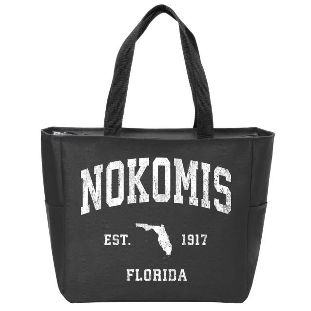 Nokomis Florida Fl Vintage Established Athletic Sports Design Zip Tote Bag
