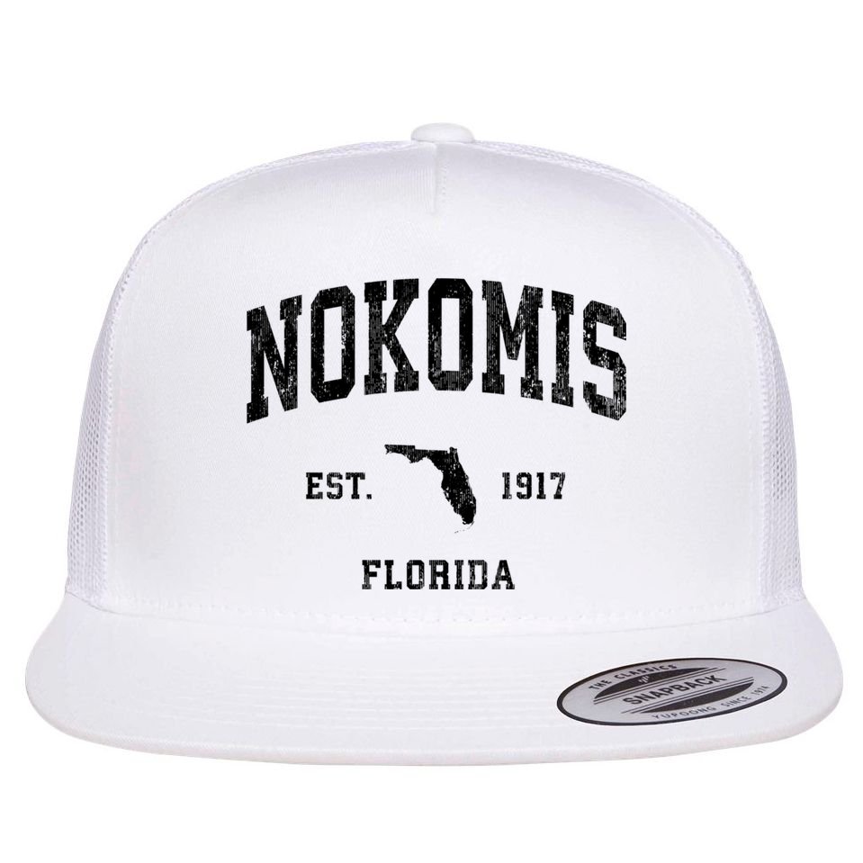 Nokomis Florida Fl Vintage Established Athletic Sports Design Flat Bill Trucker Hat