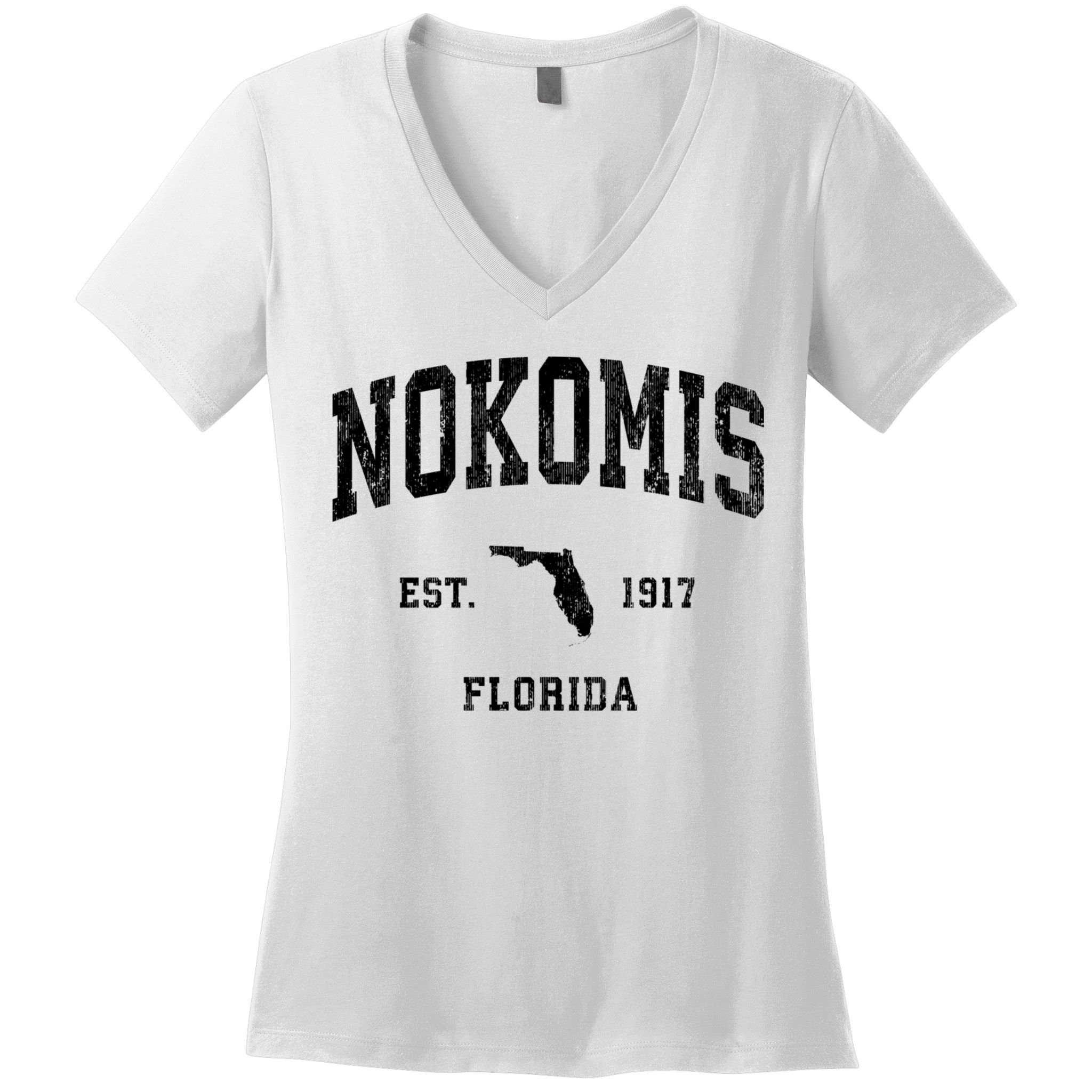Nokomis Florida Fl Vintage Established Athletic Sports Design Women's V-Neck T-Shirt