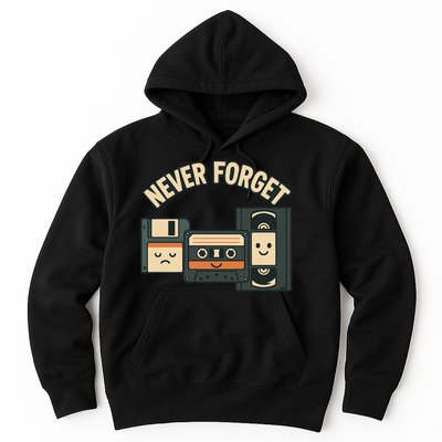 Never Forget Funny Vintage Cassette Floppy Disk VHS Tape Hoodie