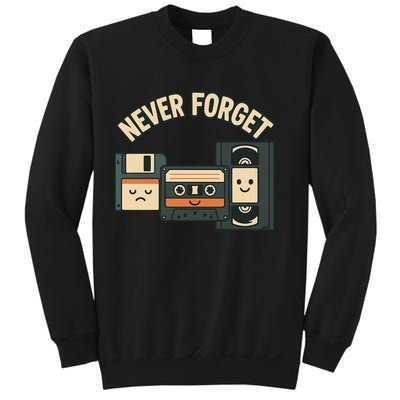 Never Forget Funny Vintage Cassette Floppy Disk VHS Tape Sweatshirt