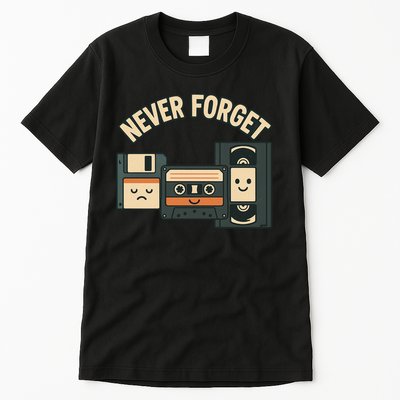 Never Forget Funny Vintage Cassette Floppy Disk VHS Tape Tall T-Shirt