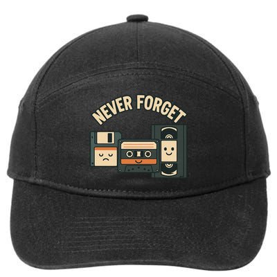 Never Forget Funny Vintage Cassette Floppy Disk VHS Tape 7-Panel Snapback Hat